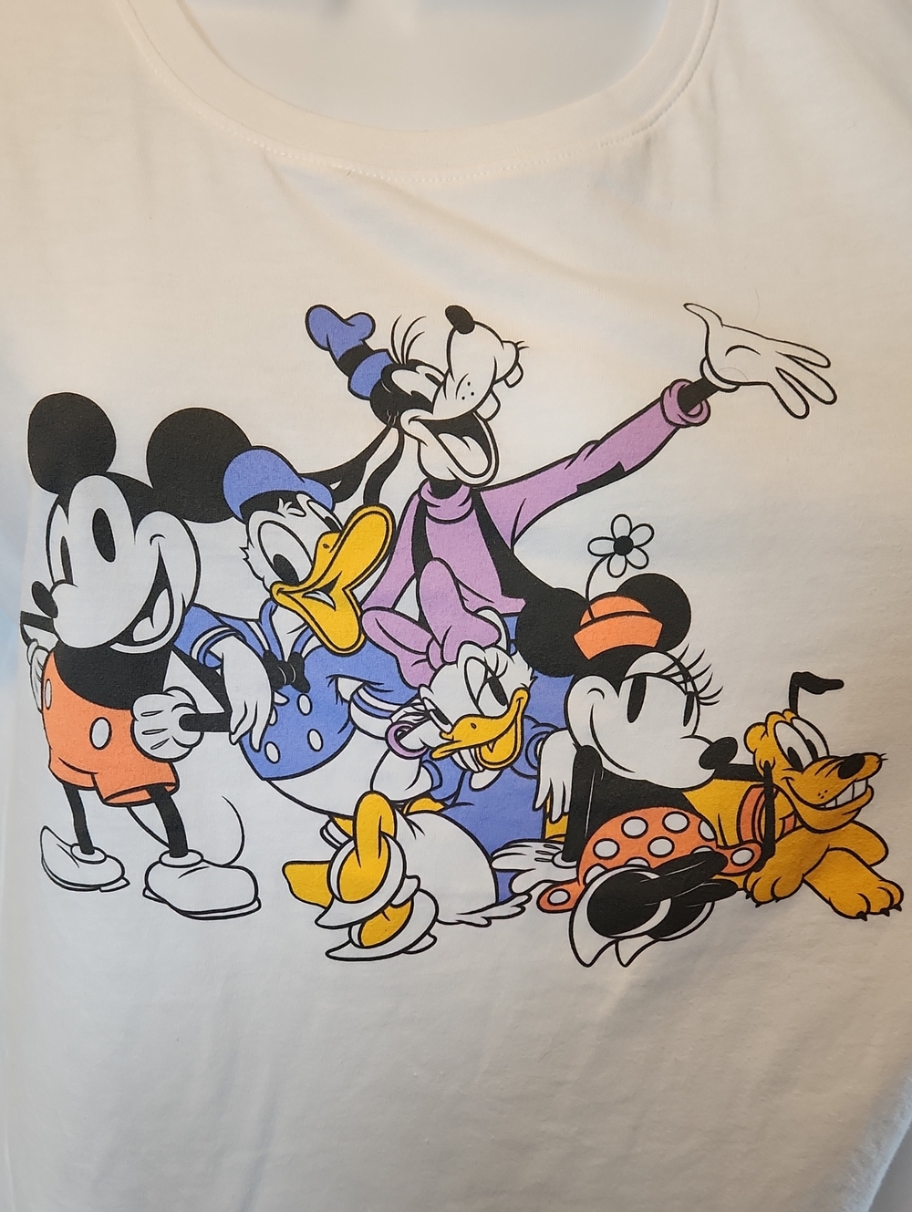 Disney White Short Sleeve Tee with Classic Mickey & Friends Print